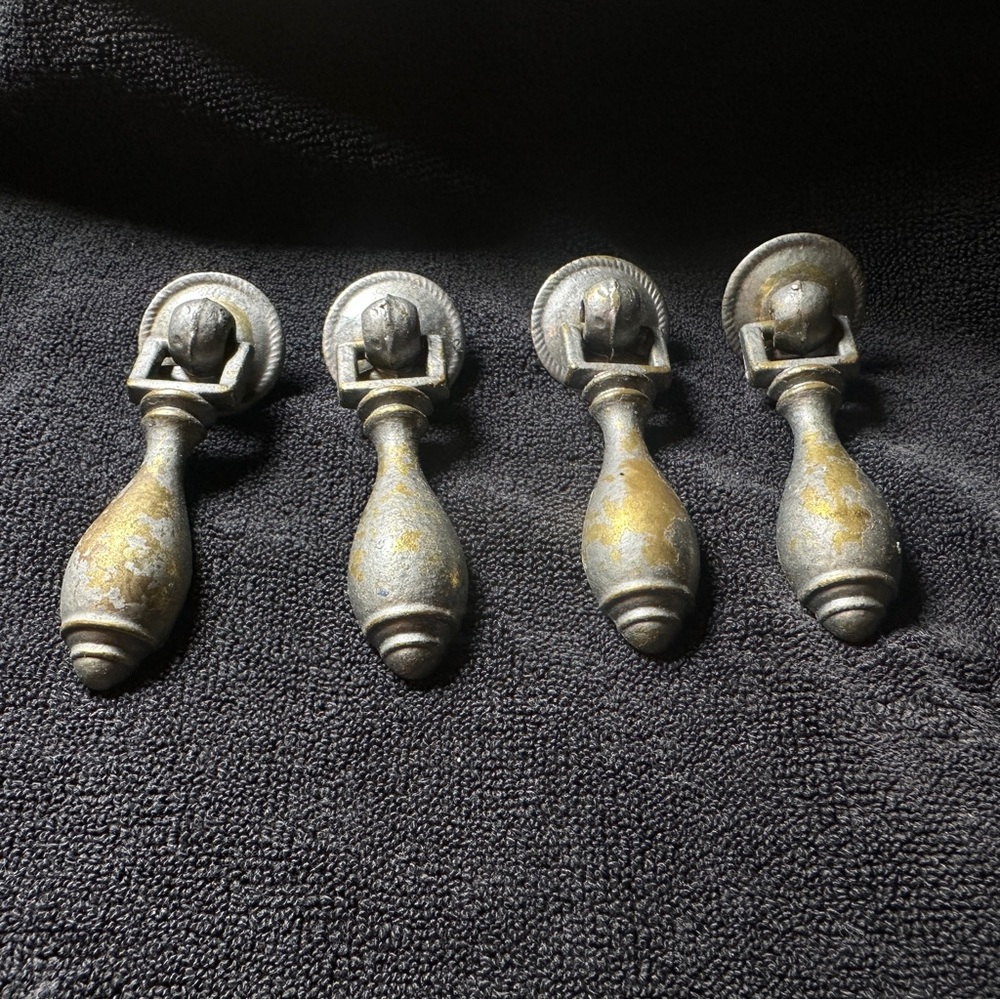 Vintage Gray and Gold Decorative Drawer Pulls